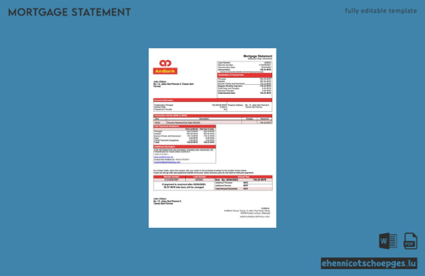 Beispielvorschau der Malaysia AmBank-Hypothekenabrechnung als Word- und PDF-Datei